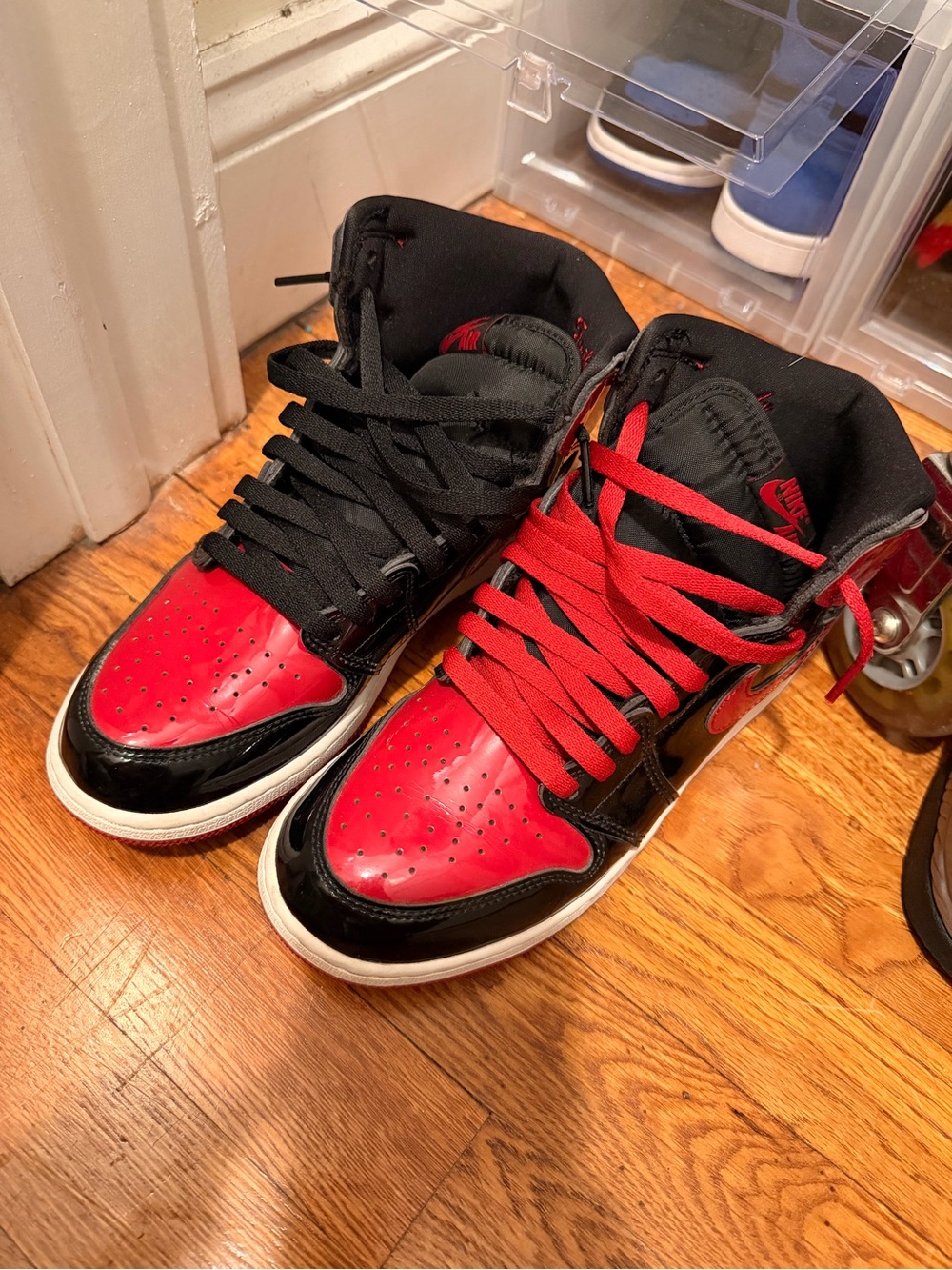 Jordan Retro High-Top Sneakers in Black and Red